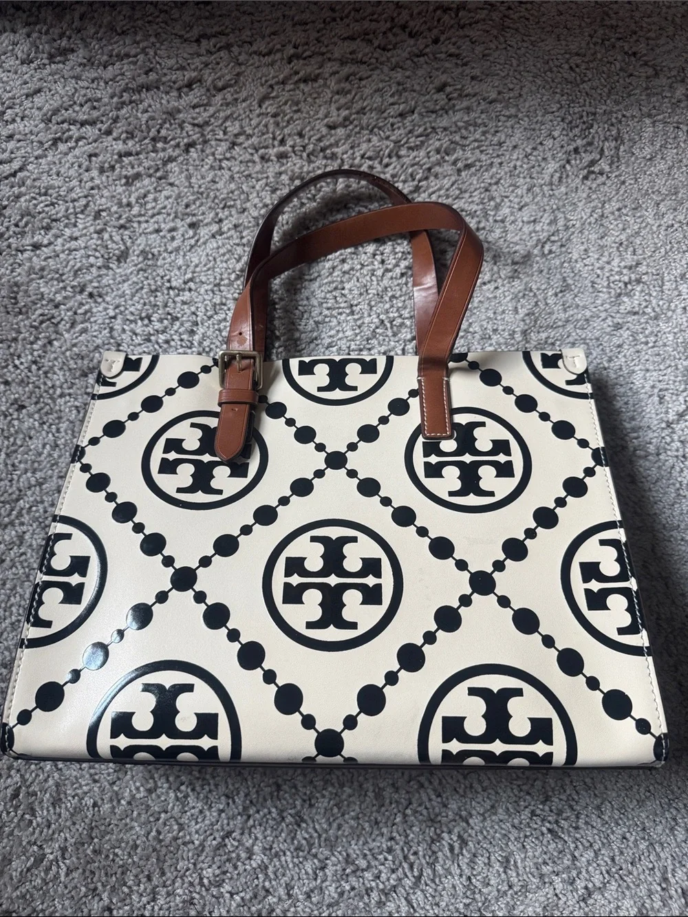 TORY BURCH  T MONOGRAM CONTRAST EMBOSSED TOTE